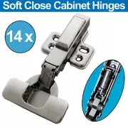 14 x Concealed Soft Close Cabinet Hinges Full Overlay Clip on Cupboard Hydraulic