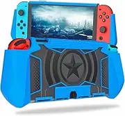 Skyhao Dockable Case for Nintendo Switch OLED 2021, TPU Grip Protective Cover Case Compatible with Switch Console (Blue)