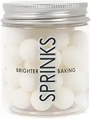 Sprinks Cachous Pearl Beads Sprinkles - Edible Pearls for Cakes | Pearl Sprinkle | Cake Decorations | Christmas Cake Decorations | Pearls for Baking | Beads for Cakes | 85g, 10 mm Size, Matte White