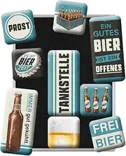 Nostalgic-Art Retro Fridge Magnets, 9 Pieces, Gas Station Beer - Gift Idea for Beer Fans Magnet Set for Magnetic Board, Vintage Design