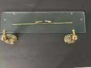 Polish Gold/crystal. Bathroom Glass Wall Shelf European style QC2211A