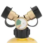 Propane Splitter Propane Tank Y Splitter Adapter with Gauge Monitor for Fire Pit