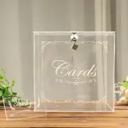 Clear 10 in Acrylic Wedding Gift Money CARD BOX Lock Key Thank You Sign Party