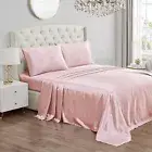 Juicy Couture King Size Silk Satin Bed Sheet Set, Deep Pocket Silky Satin Kin...