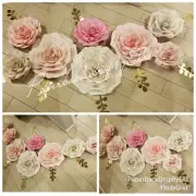 8 Handmade Beautiful paper flowers for Wall decor or Backdrop Decoration Wedding