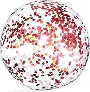 BRIGHTFUFU Summer Fun Sequin Beach Ball Glitter Inflatable Pool Float Water Toy for Boys and Girls Beach Ball Games Party Fav