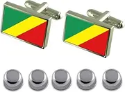 [Select Gifts] Shirt Dress Studs Congo-Brazzaville Flag Cufflinks