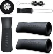 2pcs Reusable Extra Large Silicone Filters, Suitable for Pre Rolled Vertebral Body Color Flat Mouth Filter Adapter, with Cleaning Brush (Black)