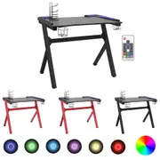 Gaming Desk LED with Y Shape Legs Black Table 110x60x75 cm/90x60x75 cm vidaXL