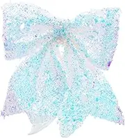 Toyvian Christmas Large Pearl Cotton Glitter Bows Tree Topper Reusable Xmas Tree Hanging Ornaments Soft Decorative Bowknot for Holiday Wreath and Door Decorations