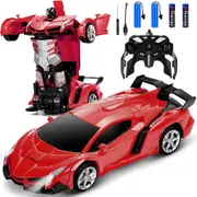 Red 1:18 Transformer RC Robot Car Remote Control For Kids Boys Toys 360° Rotating