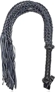 BIENKA Genuine Leather Hand Made Horsewhip,Real Cowhide Horse Riding Whip with Leather Handle Training Tool Leather Whip