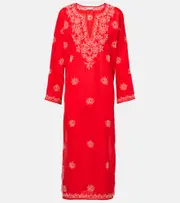 [Juliet Dunn] Juliet Dunn Embroidered silk kaftan UK 12/14 red