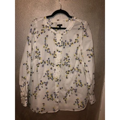 Talbots Plus CottageCore Boho Hippie Floral 100% Cotton Long Sleeve Button Shirt