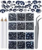 LPBeads 6000 Pieces Montana Non Hotfix Rhinestones 6 Sizes Round Crystal Glass Flat Back Rhinestones with Tweezers and Picking Pen for Nail Art Crafts Clothes Bags DIY