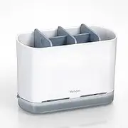 YOHOM Kitchen Sink Caddy Sponge Holder 2 in 1 Dish Scrub Brush Holder Kitchen Sink Tidy Organizer Sponge Caddy with Drain Tray Plastic