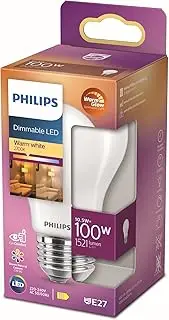 Philips E27 Standard LED Light Bulb – 100 W Warm White Frosted Glass Dimmable – Glass