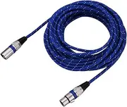 XLR Male to Female Plug Balance 3pin Microphone MIC Audio Cable, Blue Nylon for Durability, Outdoor Resistant, 1M 20M Optional Lengths for Power Amplifier, Mixer, Stage Sou (10m/32.8ft)