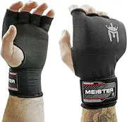 Meister MMA Padded ProWrap Hand Wraps (Pair) - Boxing, MMA, Training/Sparring - Black