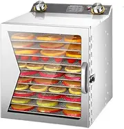 Home Food Dehydrator, Stainless Steel Fruit Dryer Machine, 30-90°C Adjustable Temperature, 360° Even Drying, 12 Hours Timer, for Vegetables Household Dehydrated, Fruits, Meat, Pet Food 12-Layer
