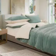 Gioia Casa 2-in-1 Teddy Sherpa Quilt Cover Set & Blanket Sage Green (Single, Double, Queen, King, Super King)