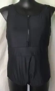 AUTOGRAPH BLACK “ZIPPER FRONT” ONE PEICE BATHERS SWIMSUIT SIZE 24 NEW In
