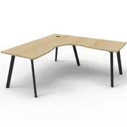 RAPIDLINE RAPID ETERNITY CORNER WORKSTATION 1 Person W1500 x W1500 x D750 x H730mm Natural Oak Top Black Frame