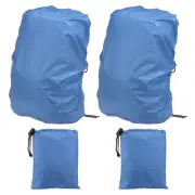 2 Pcs 30-40L Backpack Rain Covers with Drawstring Bag, M, Sky Blue Checkered
