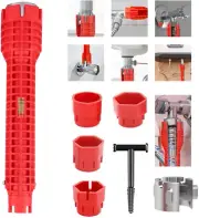 Tap Spanner Tool, 12-In-1 Multi-Functional Faucet Wrench, Comfortable Grip, Anti