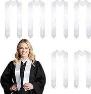 [Dqwtb] 6 Pieces 70 Inch Unisex Graduation Stole Plain Honor Satin Stole Graduation Sash Stoles for Students Adult Men Women