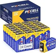 PKCELL Batteries 9V 6F22 High Performance Square Battery for Smoke Detectors, Remote Control Car, Pack of 24