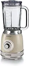 Ariete Vintage 583 Glass Mixer, Retro Multifunctional Blender with 4 Blades, 4 Speeds + Pulse Function, Ice Crusher Function, 1.5 Litre Capacity, 1000 W, Beige