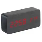 Wooden Square Desk Clock LED Digital Display Alarm Clock Temperature1864