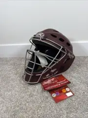Rawlings Velo Red Hockey Style Catcher’s Helmet Adult Size 7 1/8- 7 3/4 Baseball