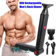 USB Rechargeable Back Shaver Razor Body Hair Removal Trimmer Long Handle for Men