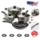 Sleek Sicilia Nonstick Cookware Set - 8 Pieces in Hazelnut for Efficient Kitchen
