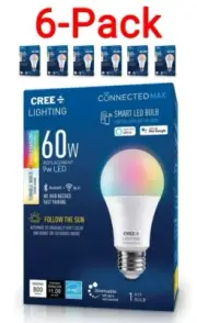 *6 pack* LED Smart Bulb 9w A19, tunable white, color-changing, dimmable, hubless