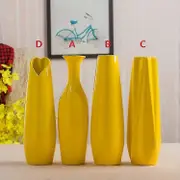 Aiducho 30cm Luxury Europe Yellow Ceramic Vase Home Decor Creative Design Porcelain Decorative Flower Vase B