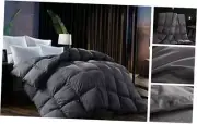 Queen Comforter,Goose Down Fiber and Feather Fiber Queen-90x90Inches Grey