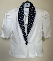 Vintage Taylor Wood White & Blue Lined Blazer Women's Size 10 - New with tags