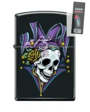 Zippo 82244 scary mardi gras sugar skull jester Lighter + FLINT PACK