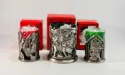 Vintage Set of 3 Home For The Holidays Pewter Metal Votive Candle Holders New