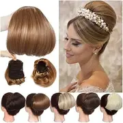 Hairpiece Synthetic Messy Bun Hair Piece Comb Clip in Short Drawstring Ponytail Hair Extensions Daily Use(Medium brown)