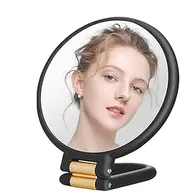 Personal Makeup Mirrors - Foldable Double Side Tabletop Mirror with Stand,Magnification Travel Glass, Vanity Hand Glass for Outdoor Dressing Desk