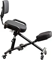 Desk Kneeling Chairs Cross Legged Office Chair with Wheels and Foot Rest, Ergonomic Chair Kneeling Chair with Arm - Posture Chair for Computer Workers Yoga Lovers Meditation Fanatics