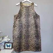 Future Collective Brown Leopard Dress Size XXL Holiday 90's Satin Mini Shift New