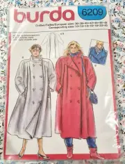 Burda Pattern No 6209 Uncut Sizes 10-22 Coat