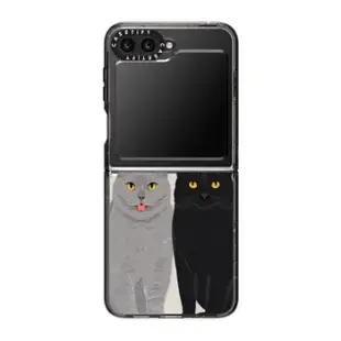 Galaxy Z Flip5 強悍防摔手機殼 Two cats, cute grey cat and black cat iphone 6 case, iphone case, clear case, cat clear case, cat heart, cats love, cute cats
