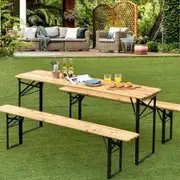 3 Pieces Outdoor Folding Picnic Table Bench Set