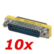 10 Pack - DB25 25-Pin Serial D-SUB Male to Male Gender Changer Coupler Adapter